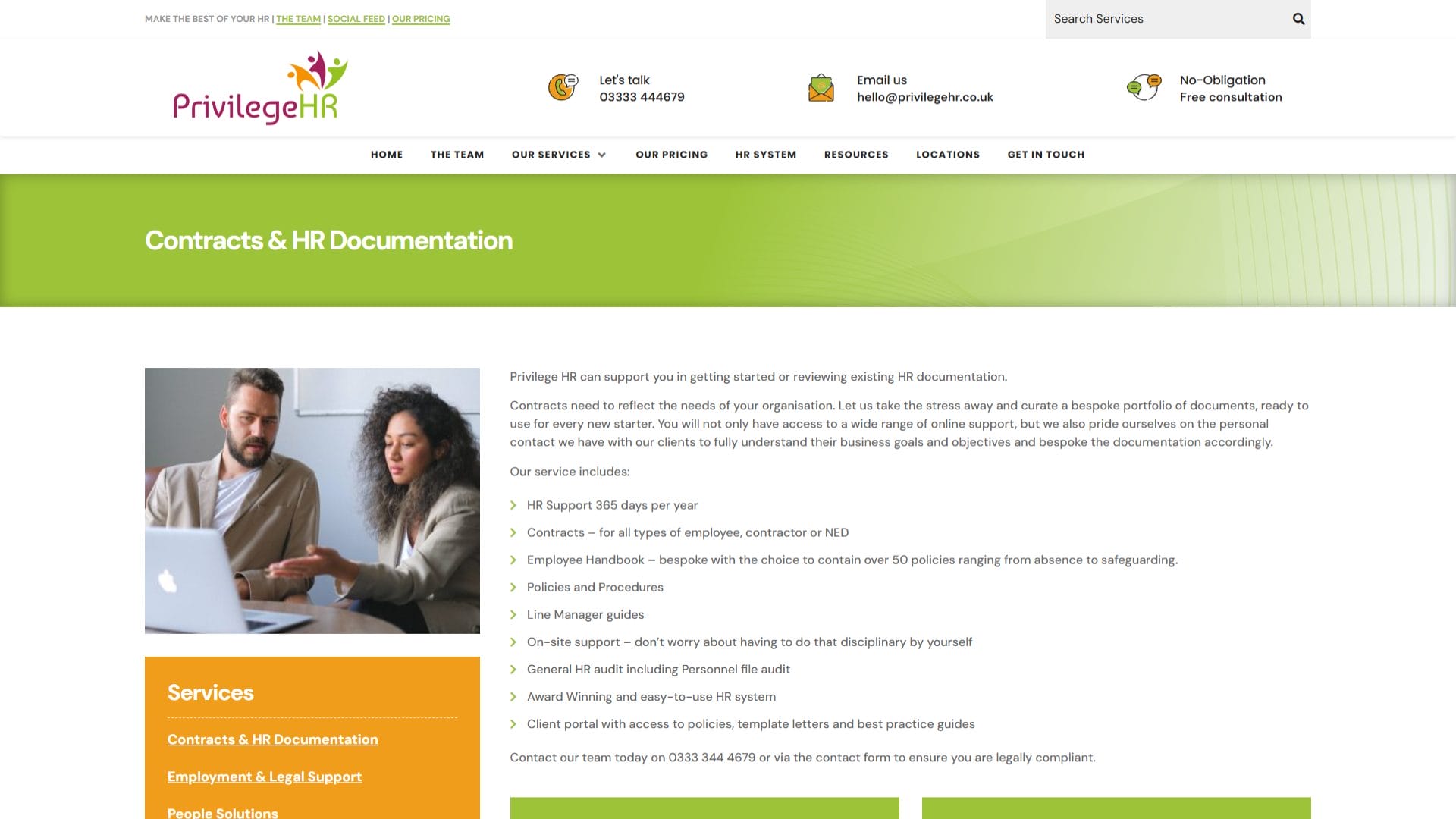 Privilege HR Contracts and HR Documentation information page